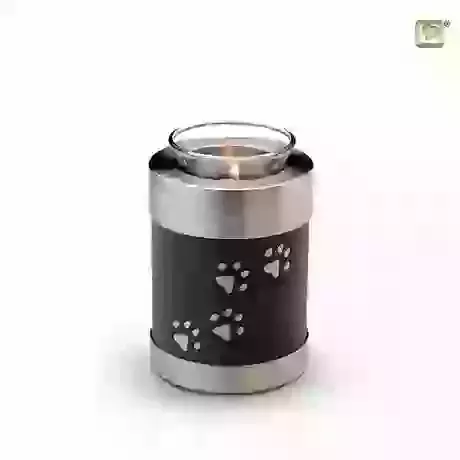 Anthracite Grey Candle Urn With Paw Prints
